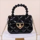 thumbnail image 3 of Bolso bandolera pequeño de piel sintética con asa de cadena y perlas de color caramelo para niños, bolso bandolera pequeño con forma de corazón para mujer, regalo, 3 of 5