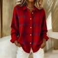 thumbnail image 3 of JUUNthy Womens Cardigan Tops, Lapel Collar Long Sleeve Plaid Knit Button Down Casual Sweater Outerwear Red L, 3 of 15