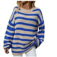 thumbnail image 2 of Aloohaidyvio Christmas Sweaters,Womens Loose Pullover Sweater Striped Knitted Long Sleeved Top Round Neck Sweater, 2 of 4