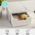 thumbnail image 3 of Martha Stewart Weston 2 Pack Stackable White Engineered Wood Boxes with Drawers, Office Desktop Organizers, 5.25" x 7", 3 of 9