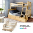 thumbnail image 6 of Max & Lily Solid Wood Twin over Full Size Bunk Bed with Storage Drawers and Ladder for Kids, Natural, 6 of 13