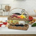 thumbnail image 5 of 2 Layers Scalloped Basket Tray With Handle Rustic Decorative Woven Basket With Scalloped Edge Table Basket Organizer, 5 of 5