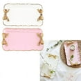 thumbnail image 4 of 2 Set European Style Bow Cake Storage Trays Makeup Organizer Dessert Plate Square Decor Tray Kitchen Storage Trays 12X20Cm, 1 Set White & 1 Set Pink, 4 of 6