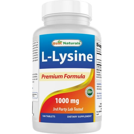 Best Naturals Amino Acid L-Lysine Supplements, 1000mg Support, 180 Ct