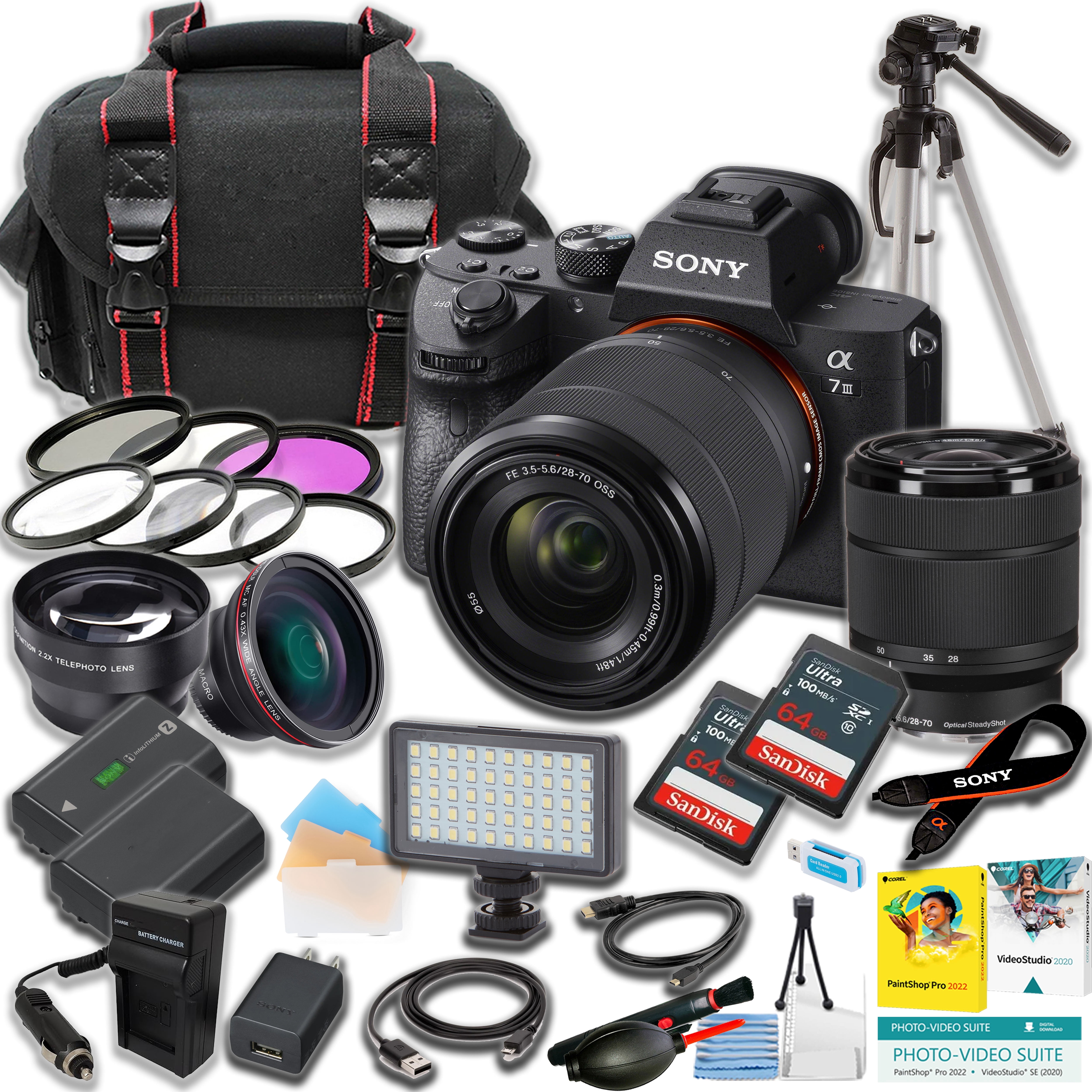 Sony RX100 VII Camera with 3x Battery, 64GB Card, Case & Software