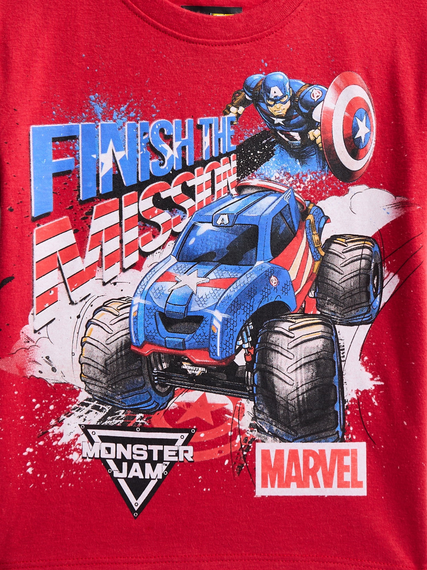 Monster Jam Toddler Short Sleeve Graphic Patriotic Americana Americana Crewneck T-Shirt, Sizes 12 Months-5T