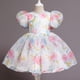 thumbnail image 3 of Vestidos Elegantes de flores con manga abullonada para niñas, Vestidos formales de tul para fiesta de cumpleaños, princesa de hadas, 3 of 4
