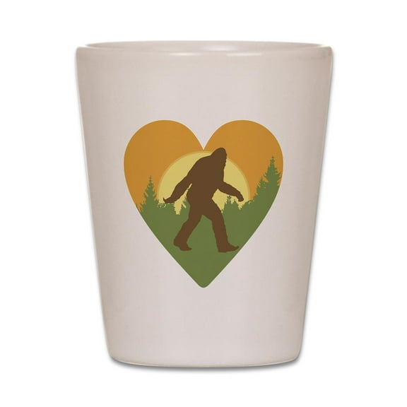 CafePress - Bigfoot Love - White Shot Glass, Unique and Funny Shot Glass
