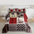 thumbnail image 2 of Homewish Boys Girls Safari Deer Bear 3 Pieces Queen Comforter Set,Jungle Animal Hunting Ultra Soft Bedding Sets,Grey Red Bedding Comforter Set Breathable,Breathable Home Decor,Reversible, 2 of 8