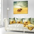 thumbnail image 2 of Designart Rhino in Grassland under Cloudy Sky - African Throw Pillow - 16x16, 2 of 4