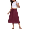 thumbnail image 2 of Asklazy Womens Flowy A-Line Long Skirt Pleated Elastic High Waist Drawstring Skirts with Pockets,Mother's Day,Wine Red,XL, 2 of 9