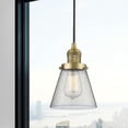 thumbnail image 2 of Innovations Lighting  Franklin Restoration Cone - 1 Light 6" Cord Hung Mini Pendant Brushed Brass/Seedy, 2 of 3