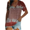 thumbnail image 2 of Njoeus Womens Tops Casual Short Sleeve Shirts V-Neck Tunic Tops for Women Trendy Tie-Dyed Tee Loose Fitting Blouses Summer Clothes S-XXL, 2 of 6