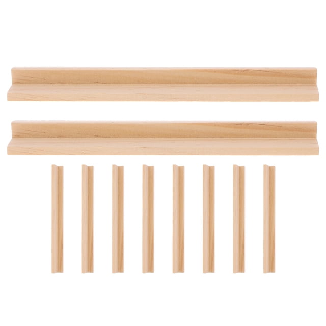 CHICHUMID 10Pcs Wood Color Domino Trays Modern DIY Domino Racks for Educational Users