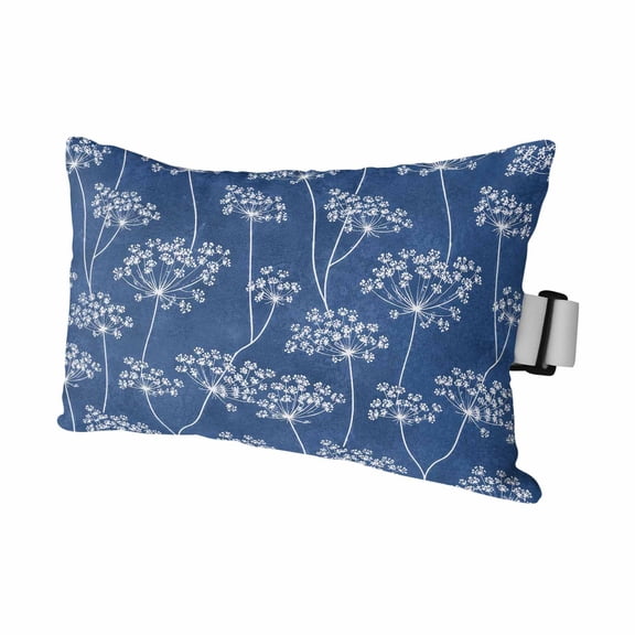Spring Wildflowers Outdoor Pillows for Chaise Lounge Chair Waterproof Lumbar Pillows with Insert&Adjustable Strap Beach Headrest Pillow Retro Country Dandelion Floral Navy Blue Pool Pillow 11"x16"