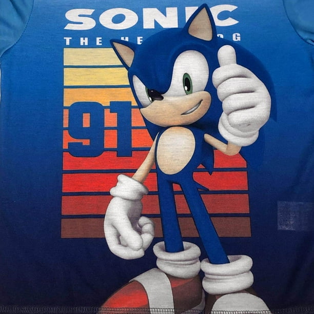 Sonic the Hedgehog Boys Pajama Set 2pc Jersey PJs XS L Blue