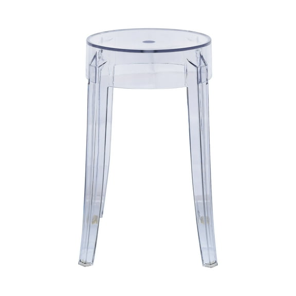 LeisureMod Averill Mid-Century Modern Plastic Dining Stool with Sturdy Seat and Legs - Stylish and Comfortable Plastic Stool for Kitchen and Dining Room, Clear (Single)