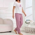 thumbnail image 5 of Nmnitkp Pajamas for Women Set Sleep Aid Womens Pajamas Comfortable Women Fashion Leisure Love Round Neck Short Sleeve Pajamas Trousers Home Service Two-piece Suit, 5 of 7