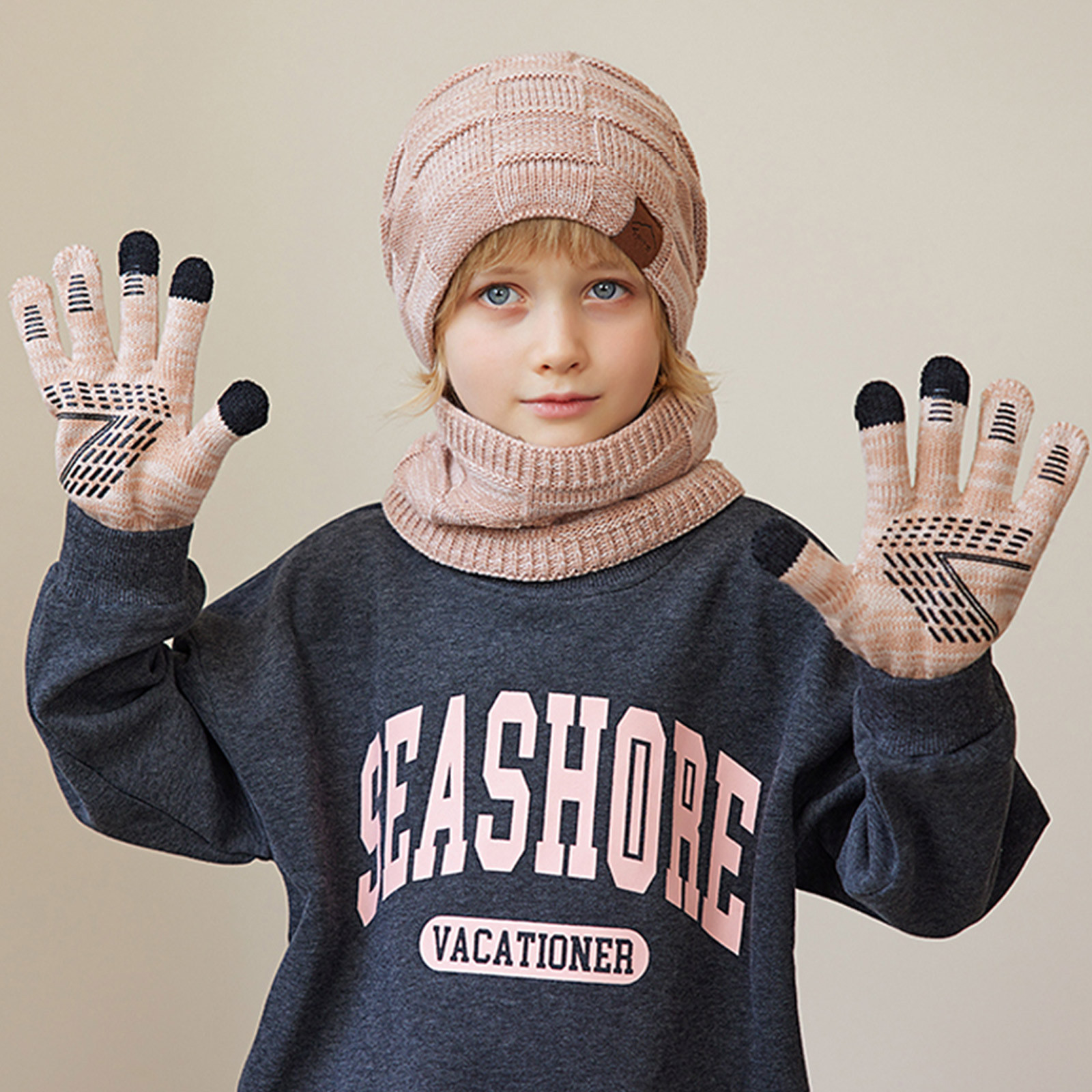Ensemble Bonnet écharpe Gants Licorne Pour Enfant 3-8 Ans - Tricot Doux, Doublure Polaire - Tenue D'hiver Chaud