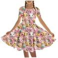 thumbnail image 2 of Moxiu Easter Dress for Girls Bunny Rabbit Easter Eggs Print Swing Dresses Casual Flared Dresses Summer Outfits 4-14 Years 2025 Pink,7 Years, 2 of 5