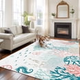 thumbnail image 3 of Rectangle Area Rug 6x9ft,Summer Ocean Sea Turtle Conch Washable Carpet Non-Slip Runner Accent Rugs Indoor Floor Mat for Bedroom Living Room Decor,Gradient Coral Animal, 3 of 9