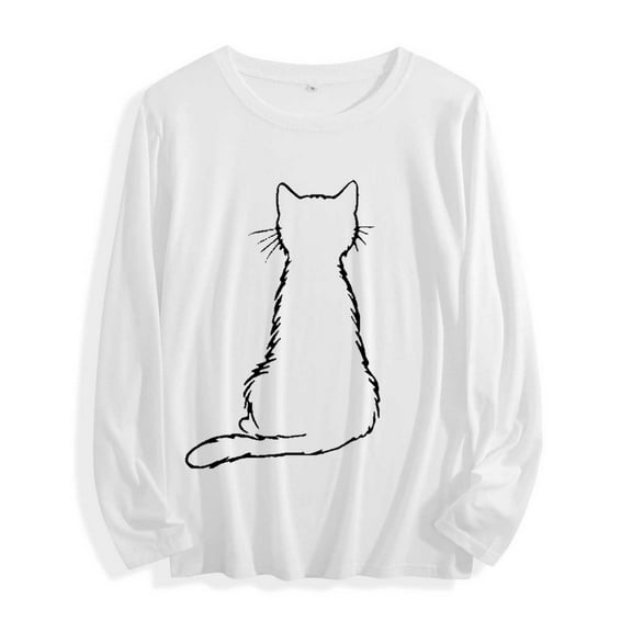 Cat Lover Long Sleeve Tee – Black & White Cat Silhouette Design (2025 Pet Parent Essential)