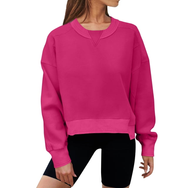 VBARHMQRT Chandails à Capuche Couple Hiver Femme Col Rond Court Couleur Unie