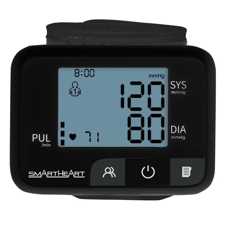 SmartHeart Talking Blood Pressure Monitor | Adult Wrist Cuff | Clinically Accurate | Bilingual | 2-Person Memory | Hypertension Indicator