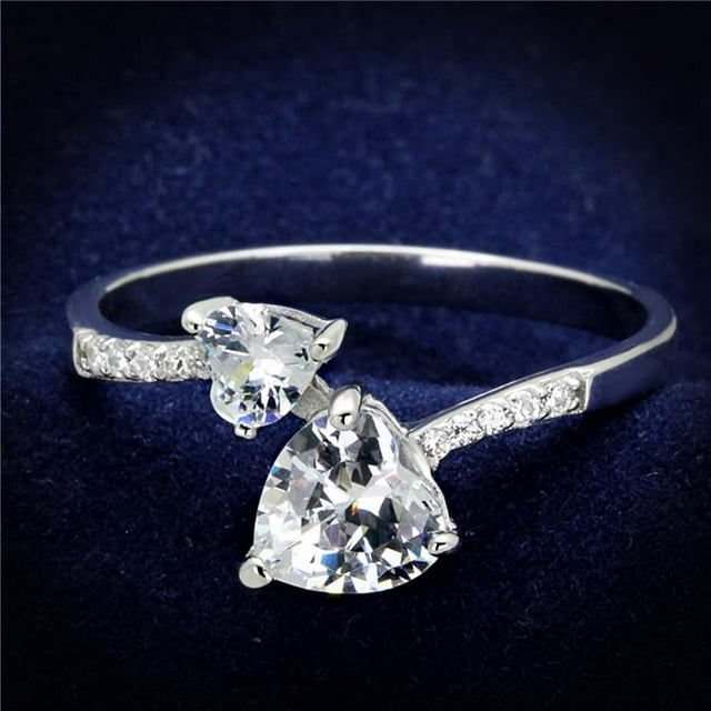 Alamode TS271-8 Women Rhodium 925 Sterling Silver Ring with AAA Grade CZ in Clear - Size 8