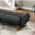 thumbnail image 4 of New Transitional Look Living Room Sofa Couch Convertible Bed Black Polyfiber 1pc Tufted Sofa Cushion Wooden Legs, 4 of 10