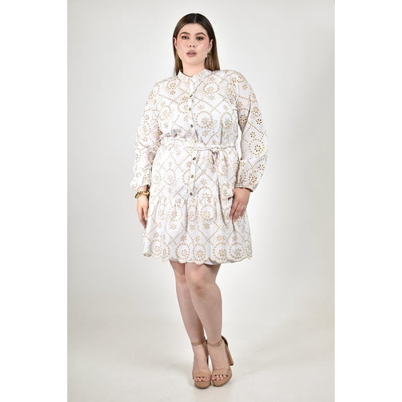 Vestido con bordado calado Roman Fashion /Tallas Extras, 767 (Beige) beige 36
