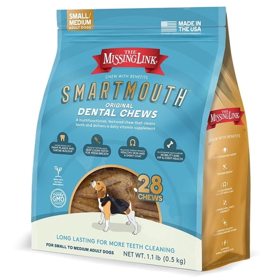 The Missing Link Smartmouth Dental Chews for S/M Dogs 28ct
