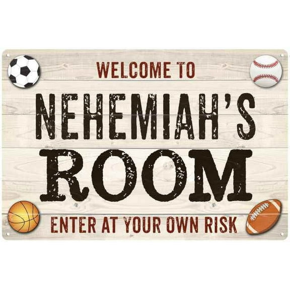 NEHEMIAH'S Room Kids Bedroom Sign Boy's Gift 8x12 Metal 108120090467