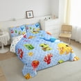 thumbnail image 3 of Manfei Sea Turtle Whale Jellyfish 3-Piece Full Size Comforter Sets,Cartoon Sealife Bedding Comforter Set,Ocean Theme Lightweight Bedding Sets,Lightweight Animal Room Decor,Reversible, 3 of 8