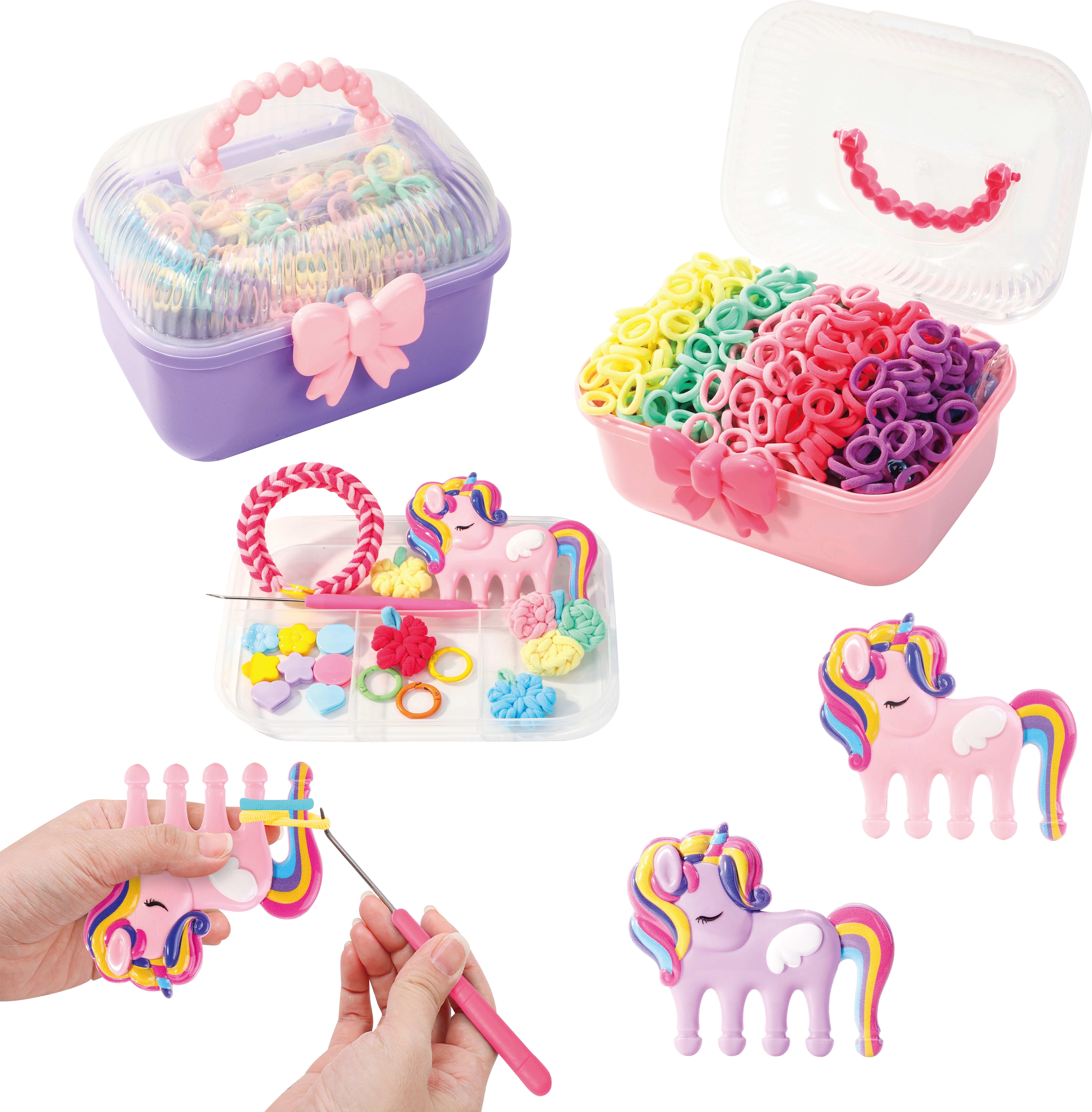 Unicorn braided hand rope DIY beaded children's friendship bracelet set/pink