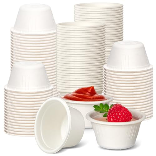 Fit Meal Prep 1000 Pack 2 oz 100% Compostable Disposable Condiment Cups, Biodegradable Bagasse Fiber Dipping Sauce Cups, Eco-Friendly Sample Cups for Snack, Souffle, Portion, Tasting, Microwave Safe