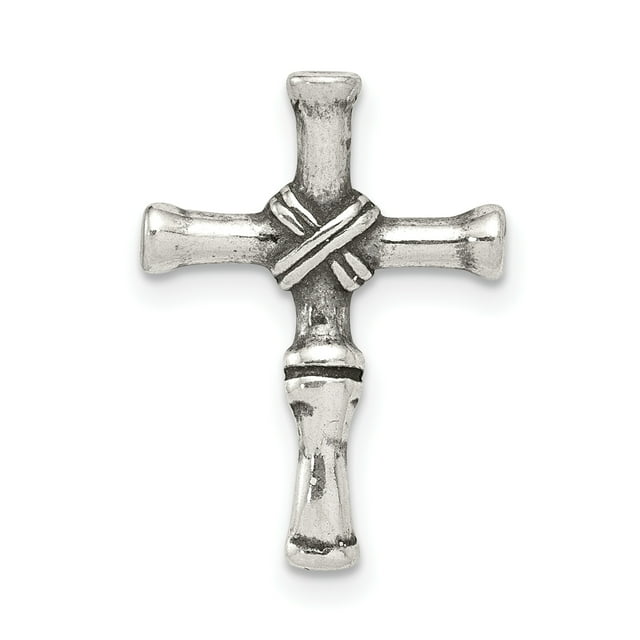 Collier Coulissant Vintage en Argent Sterling 925 à Croix, Breloque Pendentif Chaîne Religieuse Latine