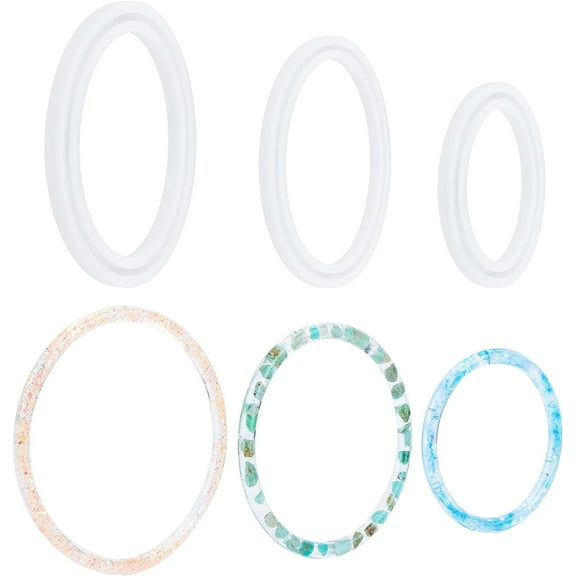 3pcs Silicone Bracelet Molds 3 Sizes Large Resin Jewelry Mold Translucent Bangle Epoxy Molds Wristlet Mold for Bracelet Crafts Bag Ring Making 2.9”/3.8”/4.7” in Inner Diameter