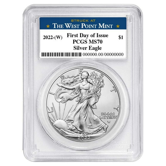 2022 (W) $1 American Silver Eagle PCGS MS70 FDOI West Point Label