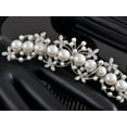 thumbnail image 4 of Silver Tone Clear Crystal Rhinestone Floral Stamen Simulated Pearl Bridal Hair Comb, 4 of 5