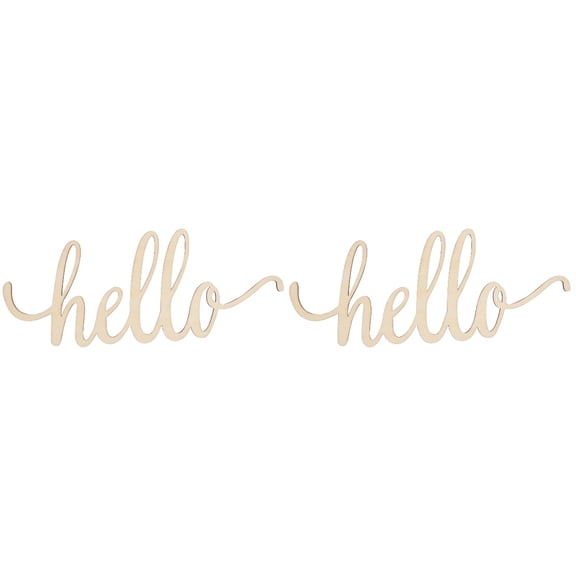 FOMIYES 2pcs Hello Wood Sign Home Décor Wall Art Unfinished 30.5x12.7x0.4cm