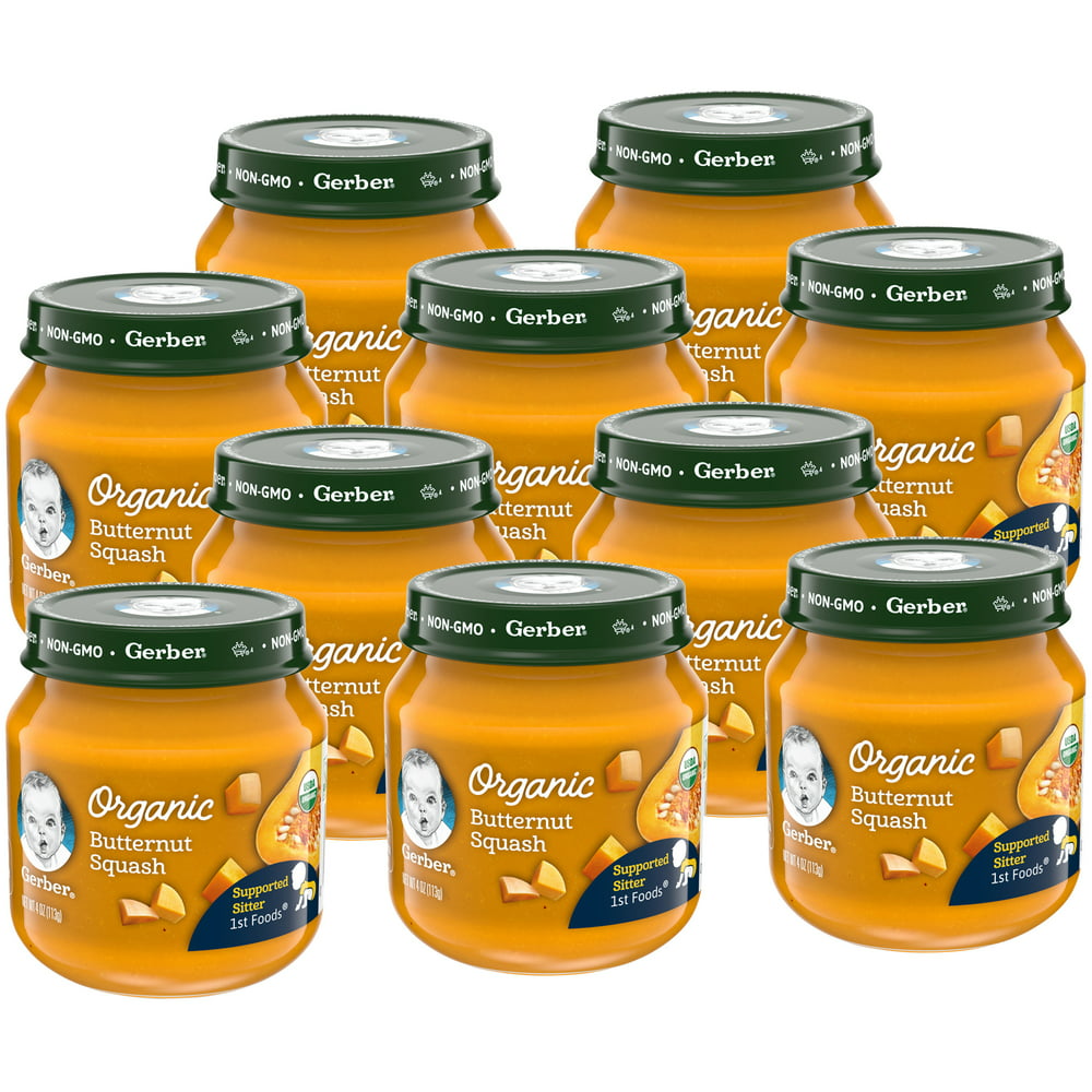 10 Pack Gerber 1st Foods Organic Butternut Squash Baby Food Jar 4 Oz