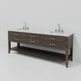 thumbnail image 5 of Norwalk 84 in W x 22 in D Brown Oak Double Bath Vanity, Carrara Marble Top, and Faucet Set, 5 of 9