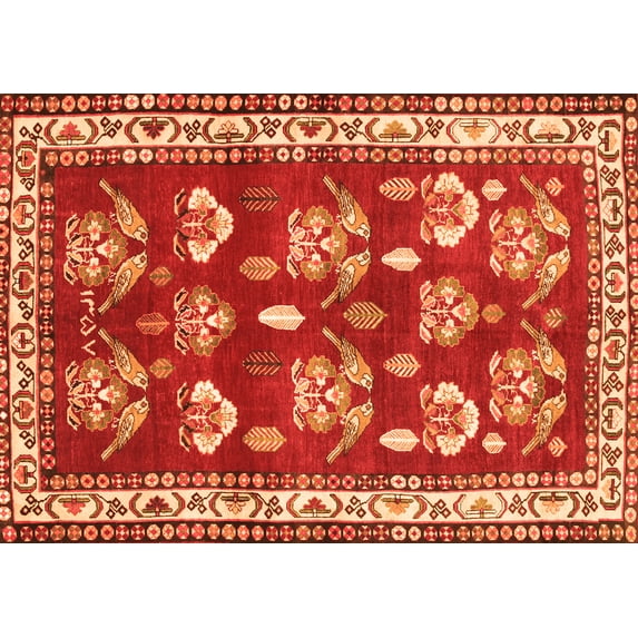 Ahgly Company Indoor Rectangle Animal Orange Traditional Area Rugs, 2' x 4'