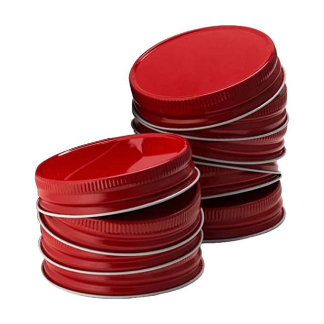 Injueey 1 Juego de tapas de boca estándar, Material de hojalata, buen rendimiento de sellado con junta de silicona, tapas duraderas para Almacenamiento y organización del hogar Rojo 70MM