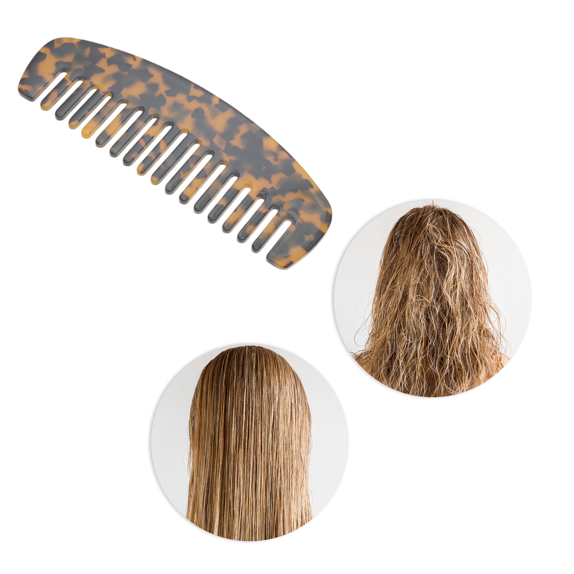 Unique Bargains 1 Pc Marble Hair Comb Designed for Making hair Smooth Colorful White