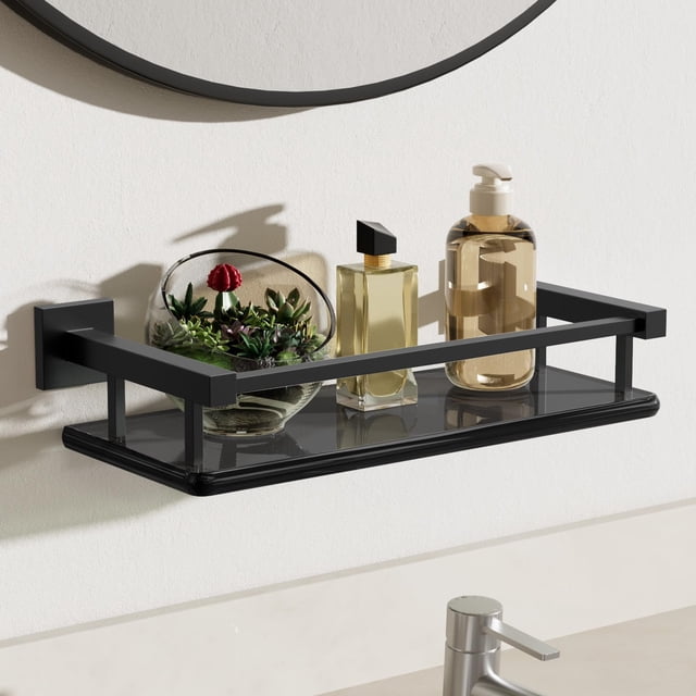 Estante de Vidrio Templado para Baño Alise Negro Mate 30 cm