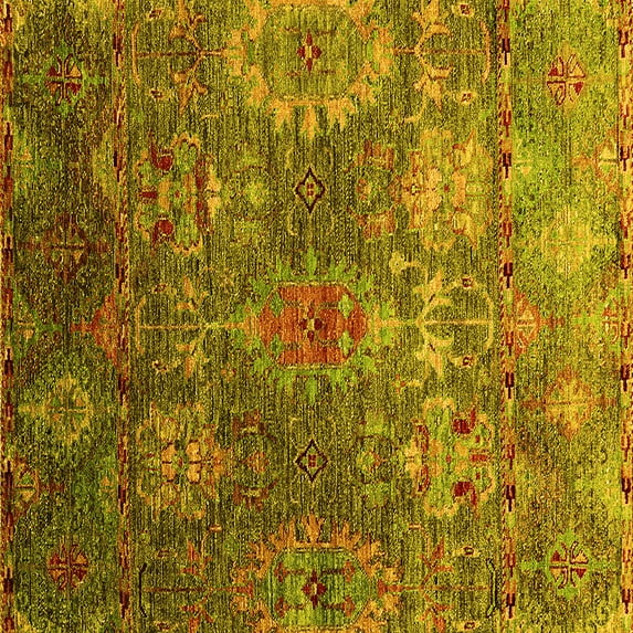 Ahgly Company Indoor Square Oriental Yellow Industrial Area Rugs, 4' Square