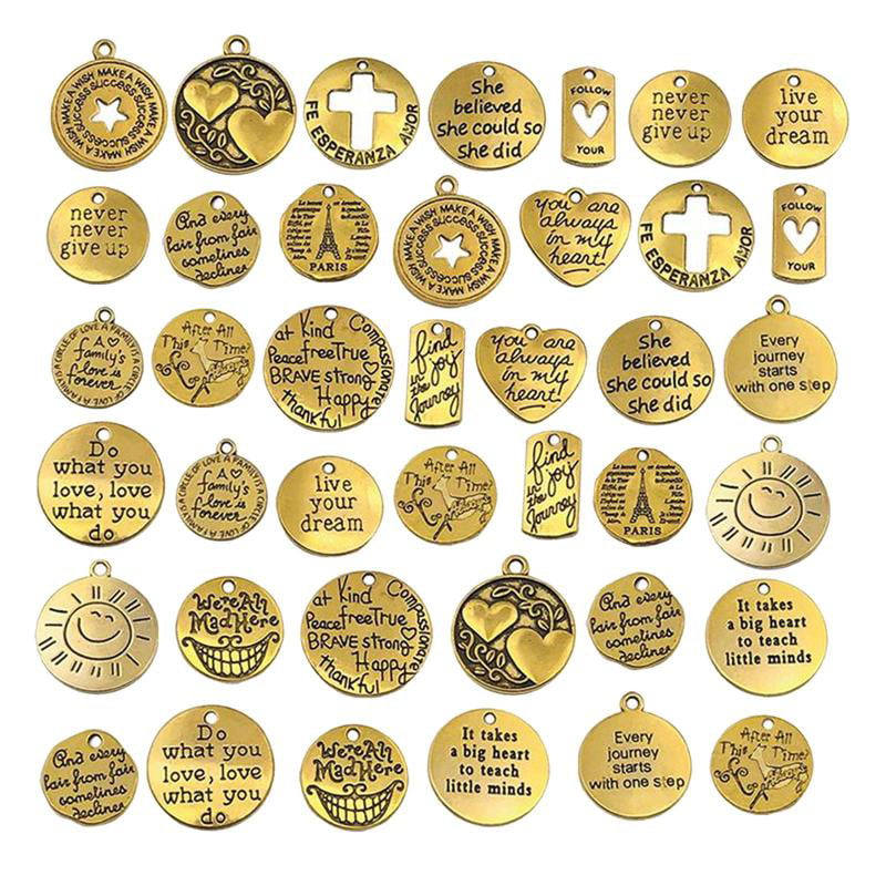 40PCS Assorted Antiqued gold plate Number charms #23044 