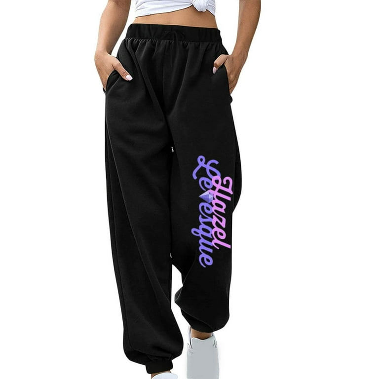 KIHOUT Women Solid Print Sweatpants High Waist Workout Wide Leg Pants  Pocket Trousers Sporty Athletic Fit Jogger Pants 